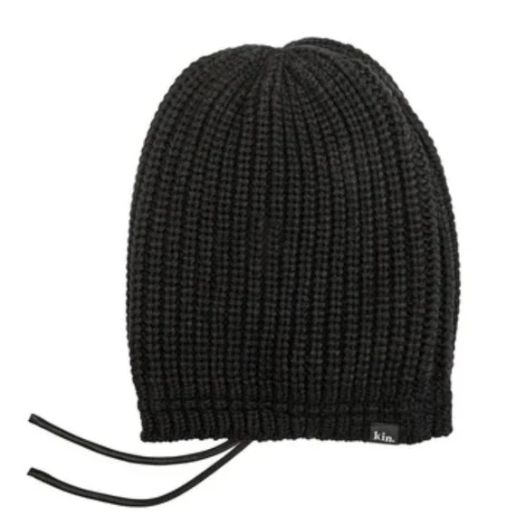 KINApparel Black Slouch Satin Lined Beanie - Picture 6 of 8